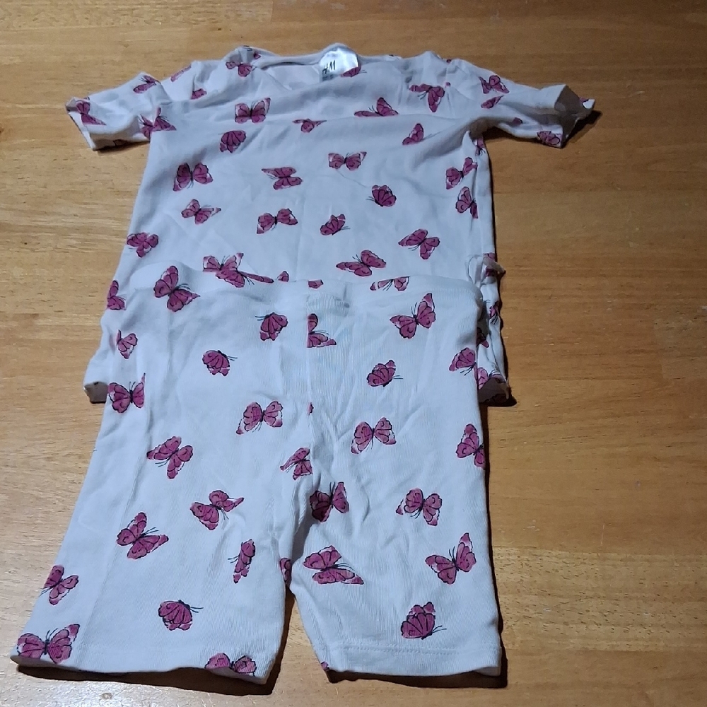 H&M Kids Matching Set - Pink Butterflies on Cream